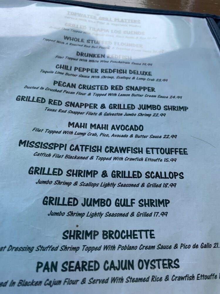 Topwater Grill - San Leon, TX menu_pic