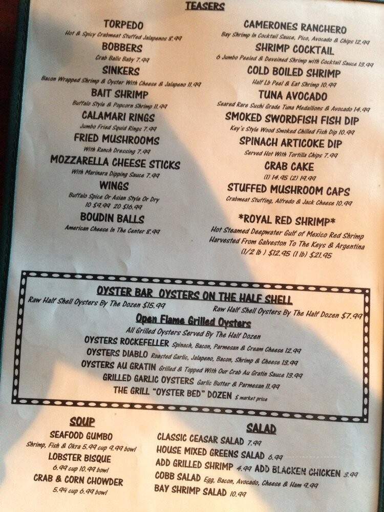 Topwater Grill - San Leon, TX menu_pic