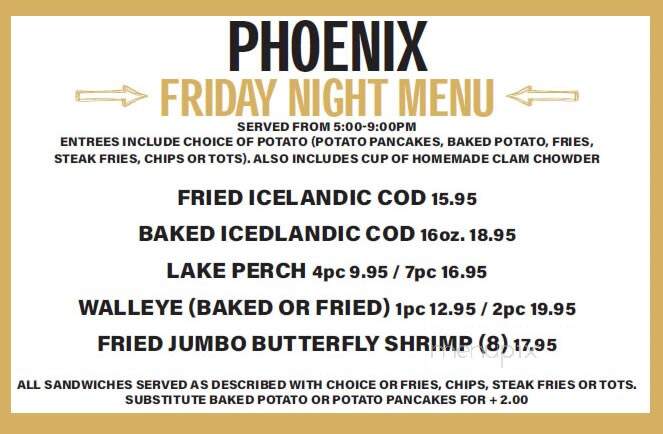 Phoenix Restaurant - Hartland, WI menu_pic