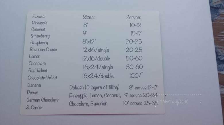 Guidry's Cake Shop - New Iberia, LA menu_pic