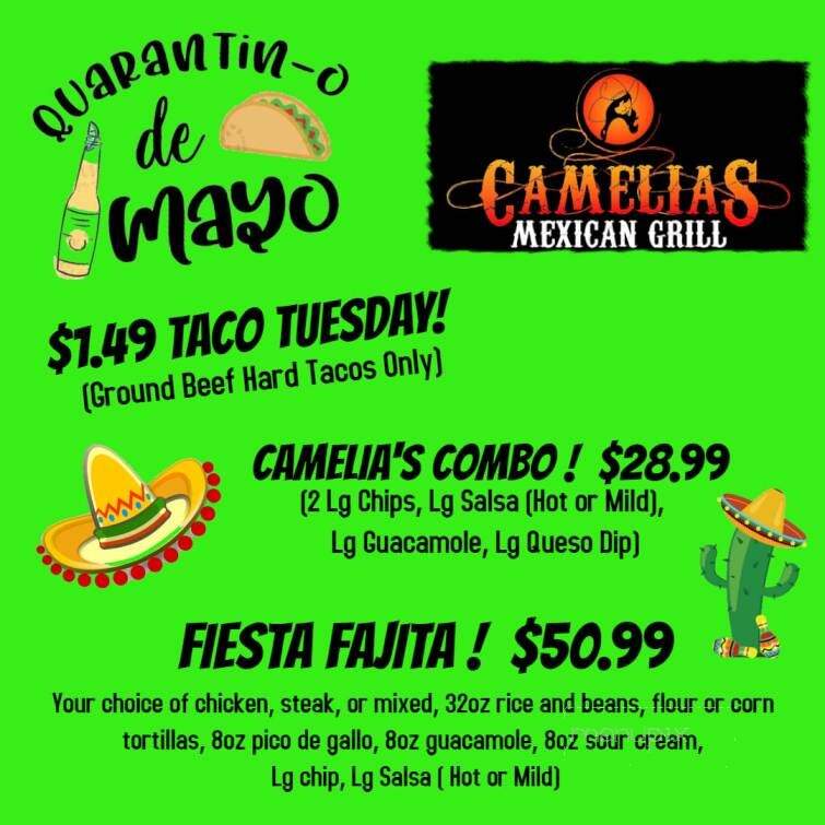 Camelia's Mexican Grill - Royal Oak, MI menu_pic