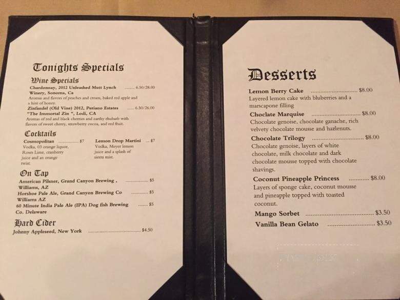 Red Raven Restaurant - Williams, AZ menu_pic