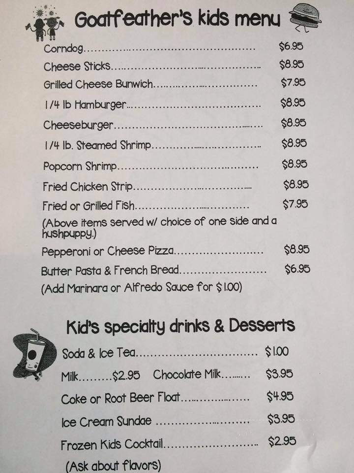 Goatfeathers Seafood Restaurant - Santa Rosa Beach, FL menu_pic
