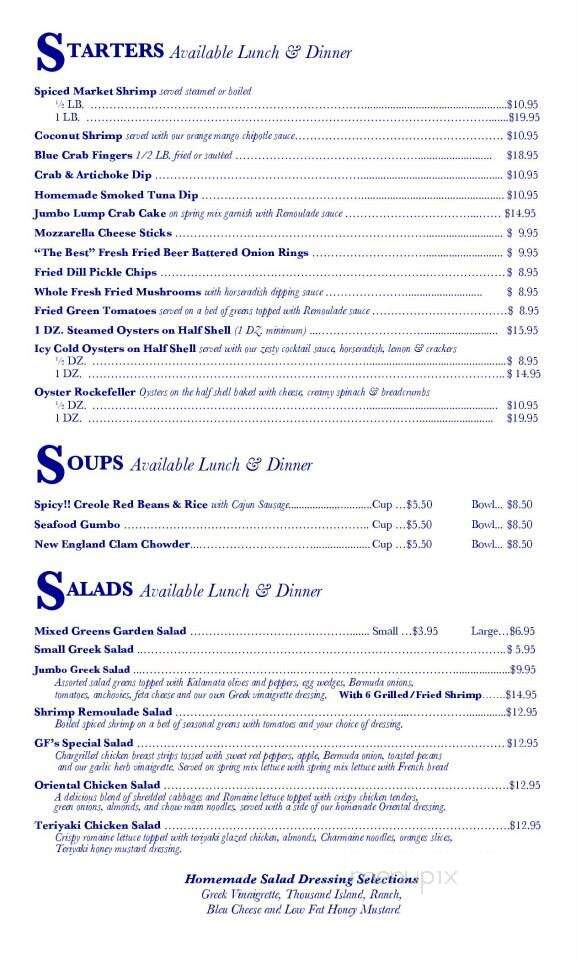 Goatfeathers Seafood Restaurant - Santa Rosa Beach, FL menu_pic