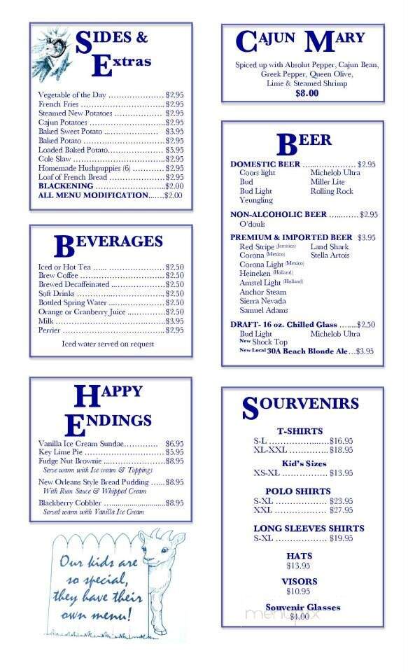 Goatfeathers Seafood Restaurant - Santa Rosa Beach, FL menu_pic