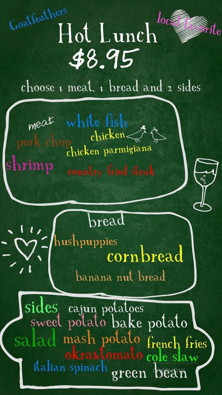 Goatfeathers Seafood Restaurant - Santa Rosa Beach, FL menu_pic