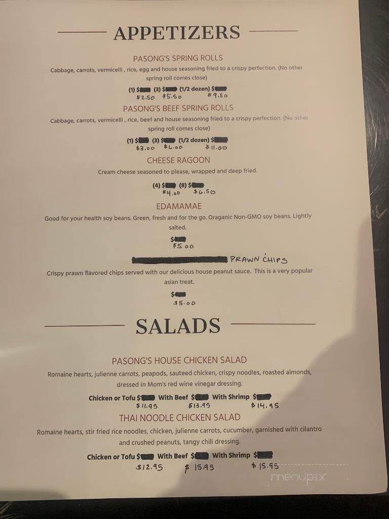 Pasong's Cafe - Saginaw, MI menu_pic