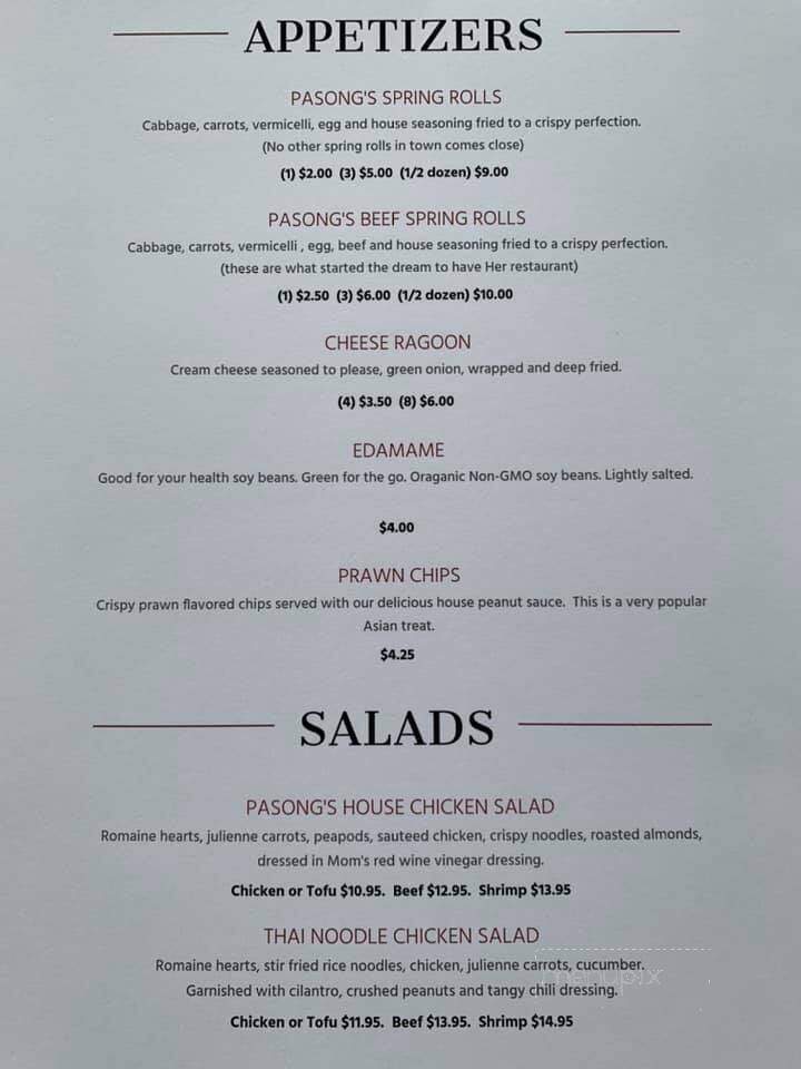 Pasong's Cafe - Saginaw, MI menu_pic