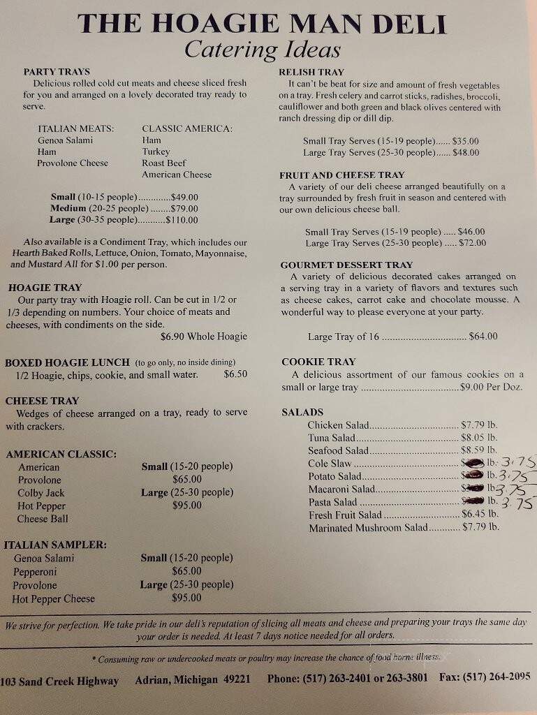 Hoagie Man Deli - Adrian, MI menu_pic