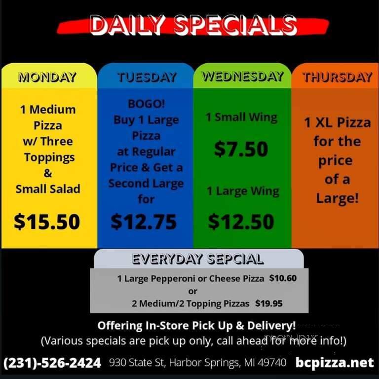 BC Pizza - Harbor Springs, MI menu_pic