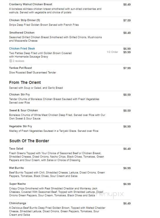 Villagers Restaurant - Holly, MI menu_pic