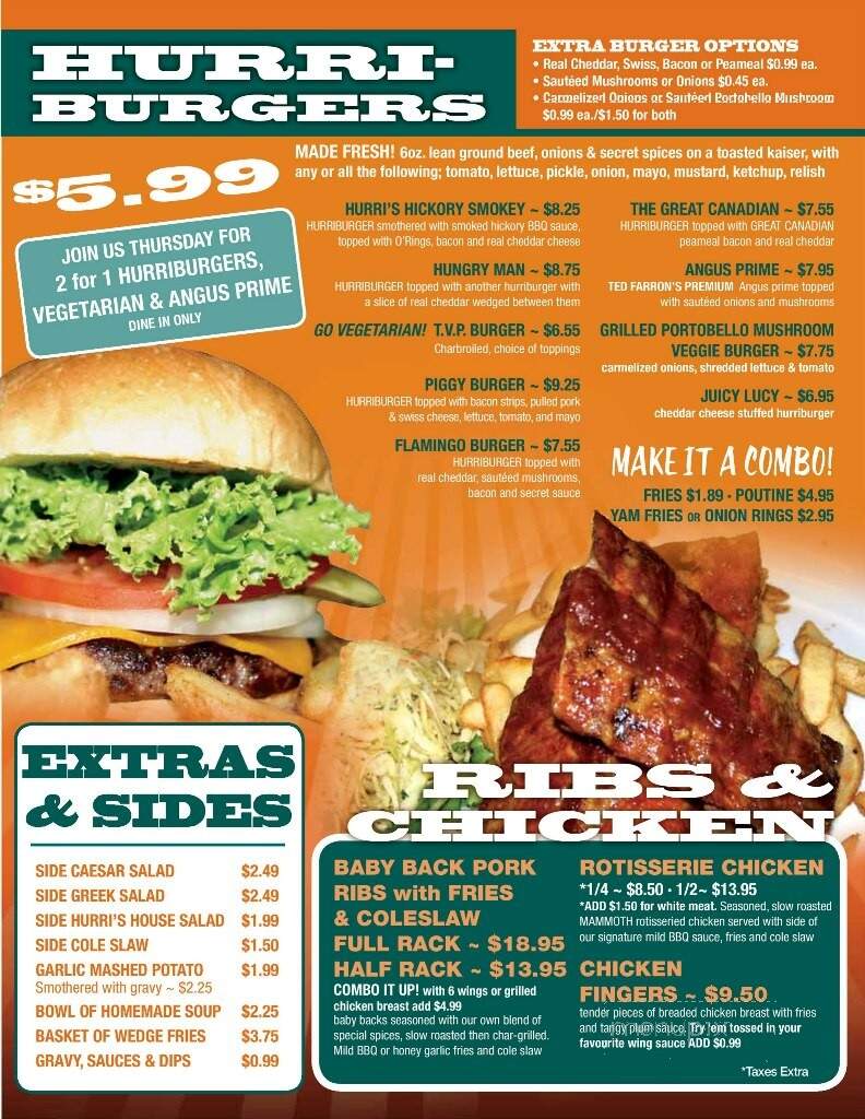 Hurricanes Pub & Grill - Windsor, ON menu_pic