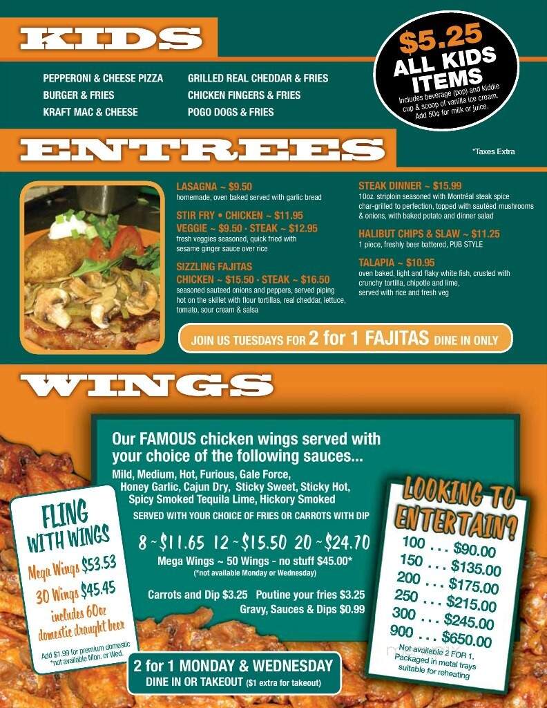 Hurricanes Pub & Grill - Windsor, ON menu_pic
