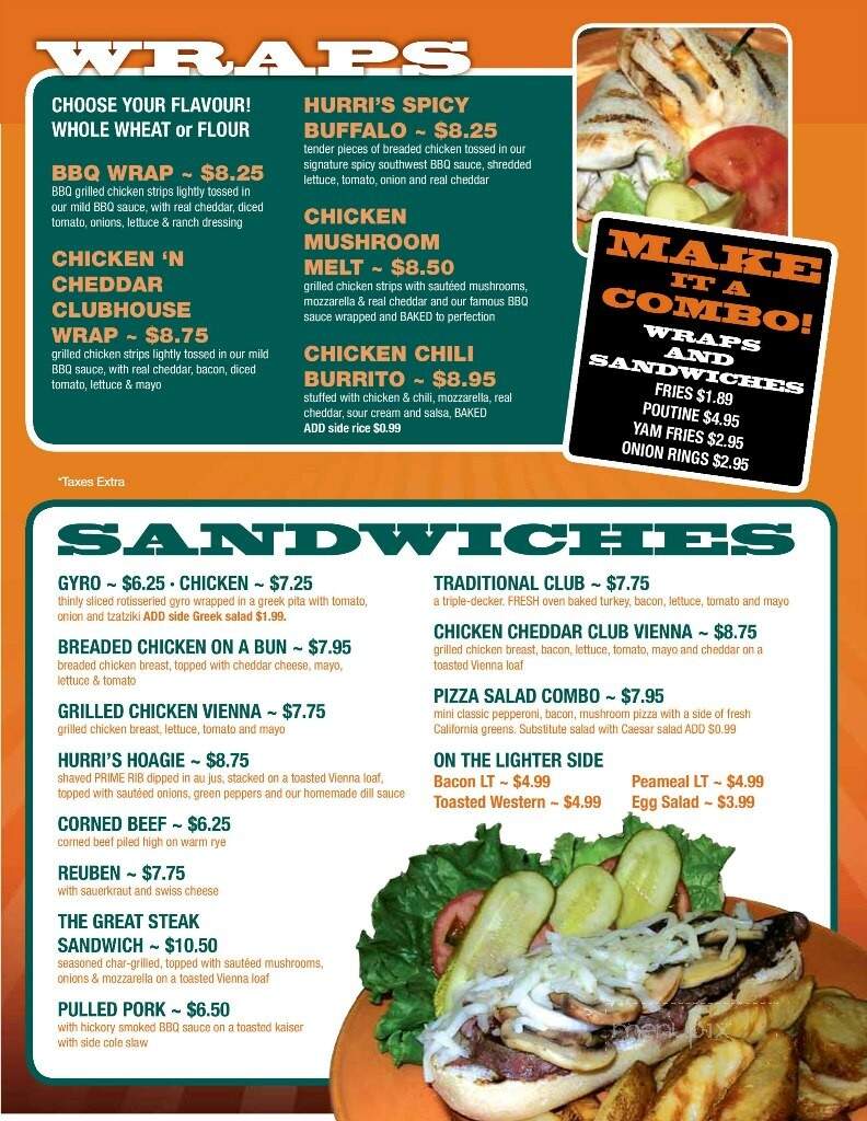 Hurricanes Pub & Grill - Windsor, ON menu_pic