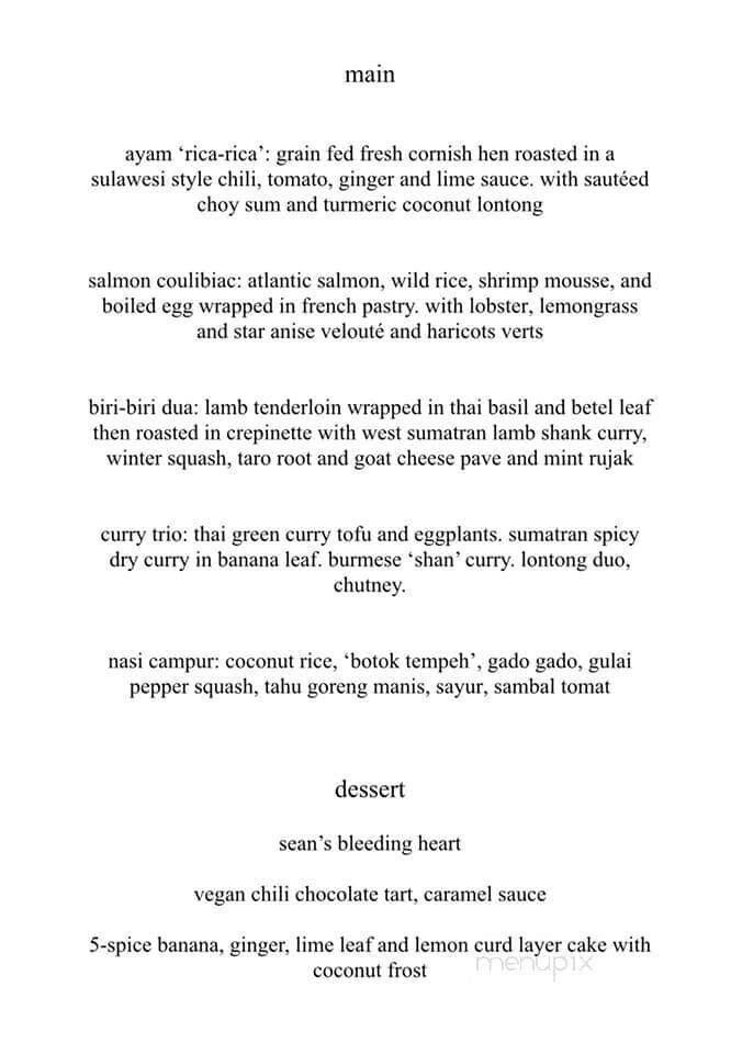 Bhima's Warung - Waterloo, ON menu_pic