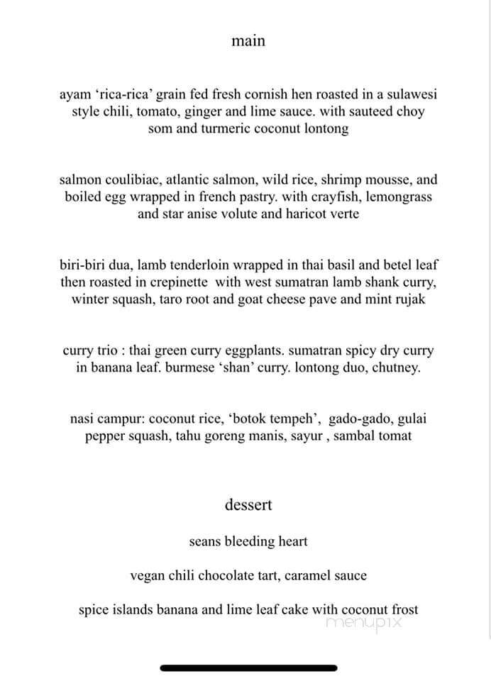 Bhima's Warung - Waterloo, ON menu_pic