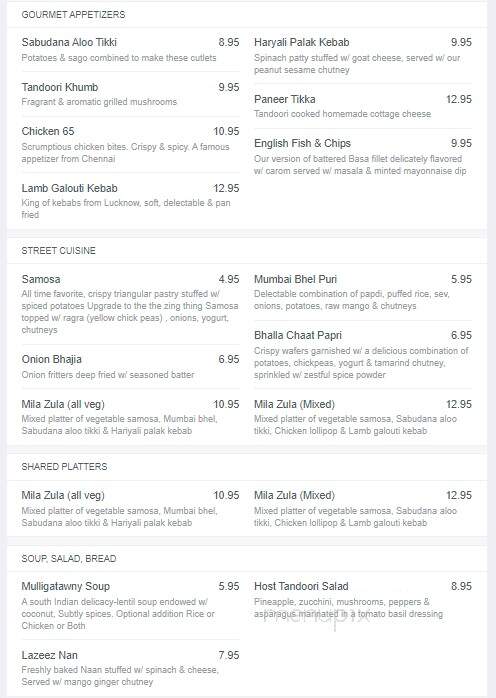 The Host Fine Indian Cuisine - Mississauga, ON menu_pic