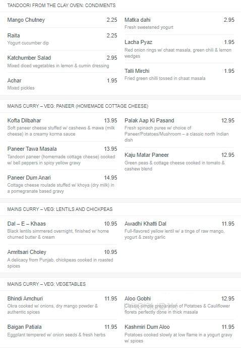 The Host Fine Indian Cuisine - Mississauga, ON menu_pic