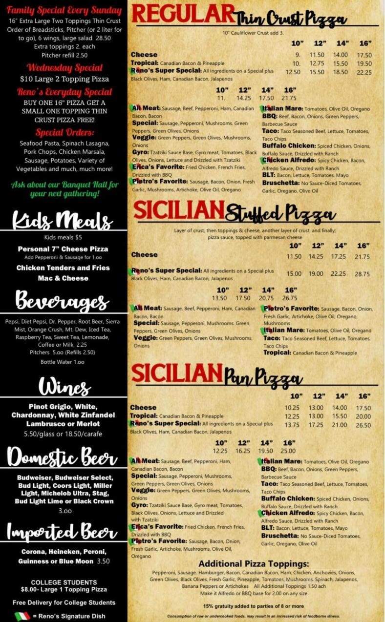 Reno's Italian Pizza - Carlinville, IL menu_pic
