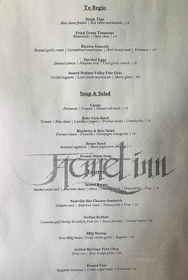 Jacmel Inn - Hammond, LA menu_pic