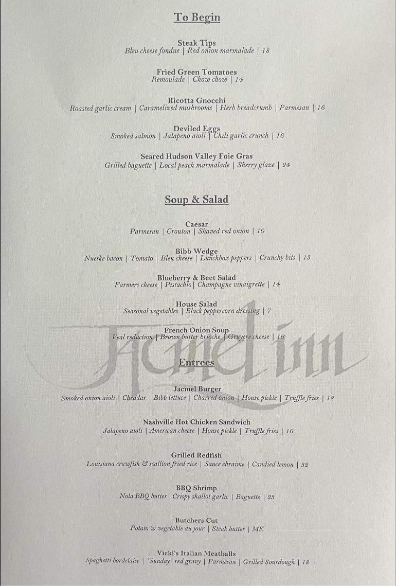 Jacmel Inn - Hammond, LA menu_pic