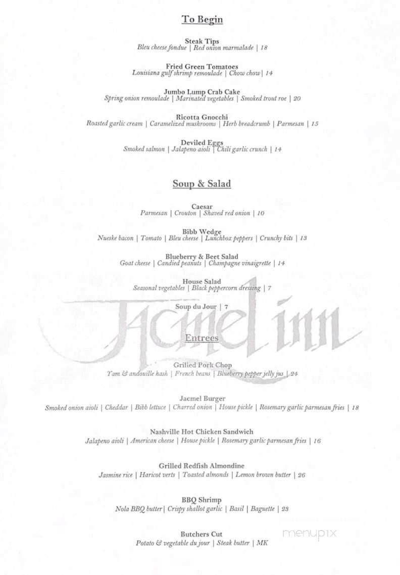 Jacmel Inn - Hammond, LA menu_pic