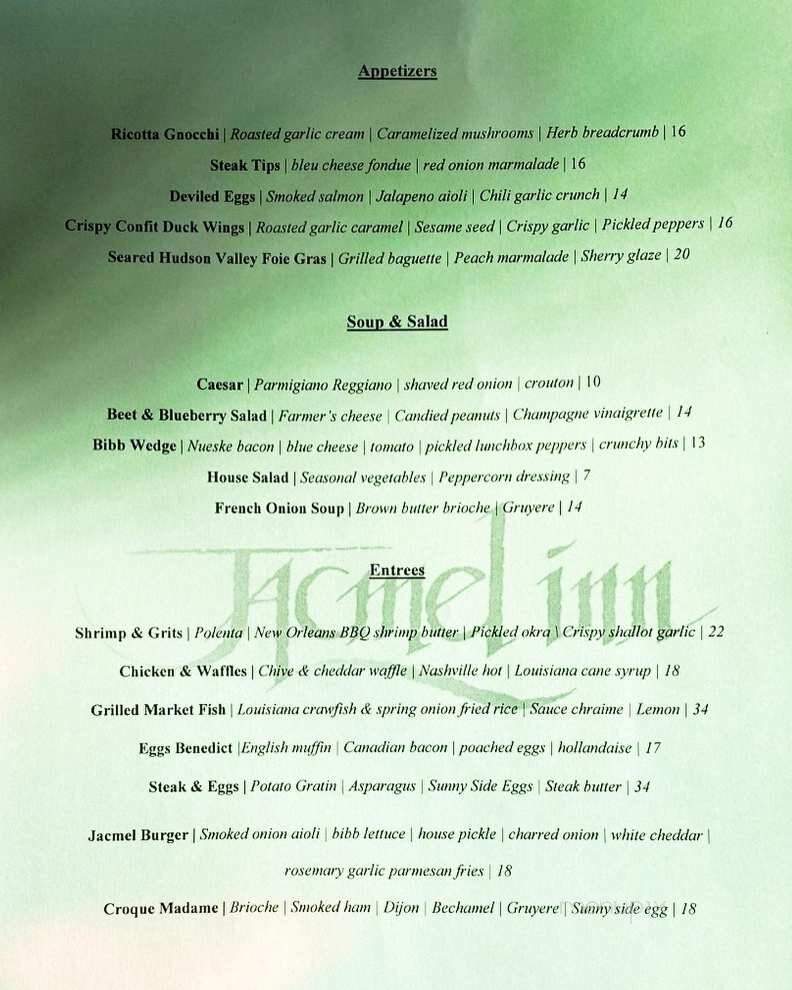 Jacmel Inn - Hammond, LA menu_pic