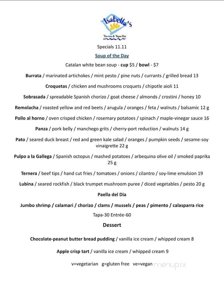 Isabella's - Frederick, MD menu_pic