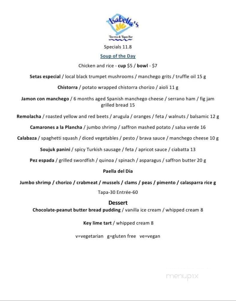 Isabella's - Frederick, MD menu_pic