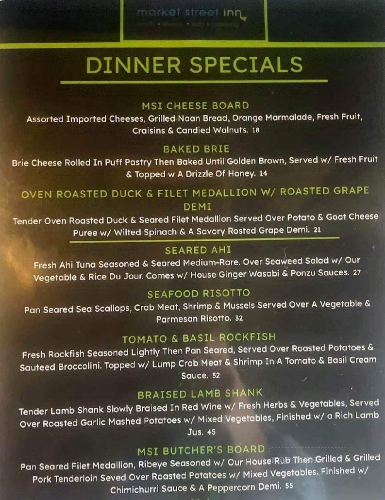 Market Street Inn - Salisbury, MD menu_pic