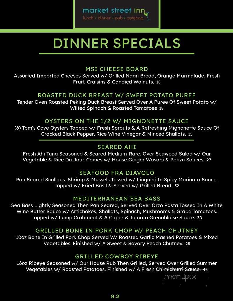 Market Street Inn - Salisbury, MD menu_pic
