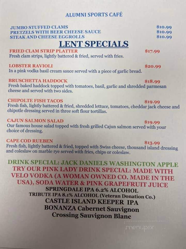 Alumni Sports Cafe - Pembroke, MA menu_pic