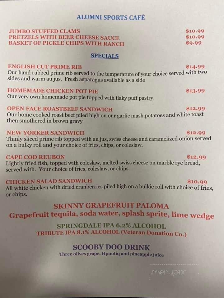 Alumni Sports Cafe - Pembroke, MA menu_pic