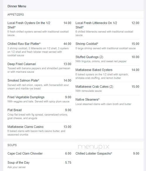 Mattakeese Wharf - Barnstable, MA menu_pic
