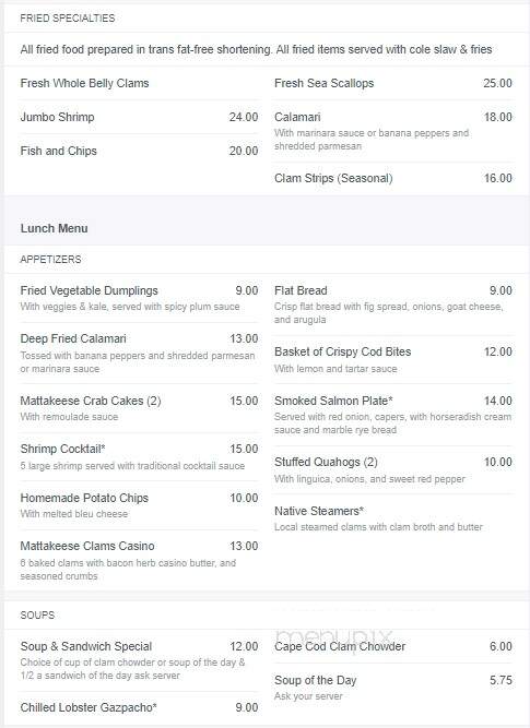 Mattakeese Wharf - Barnstable, MA menu_pic