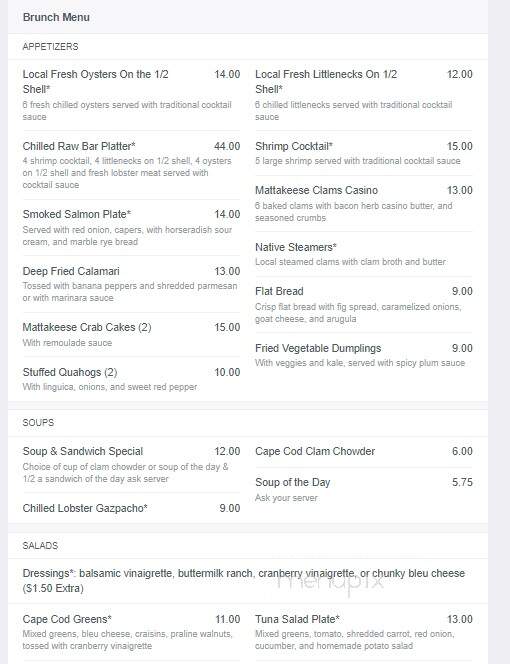 Mattakeese Wharf - Barnstable, MA menu_pic