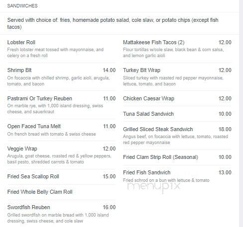 Mattakeese Wharf - Barnstable, MA menu_pic
