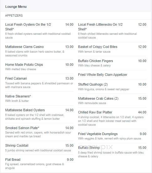 Mattakeese Wharf - Barnstable, MA menu_pic
