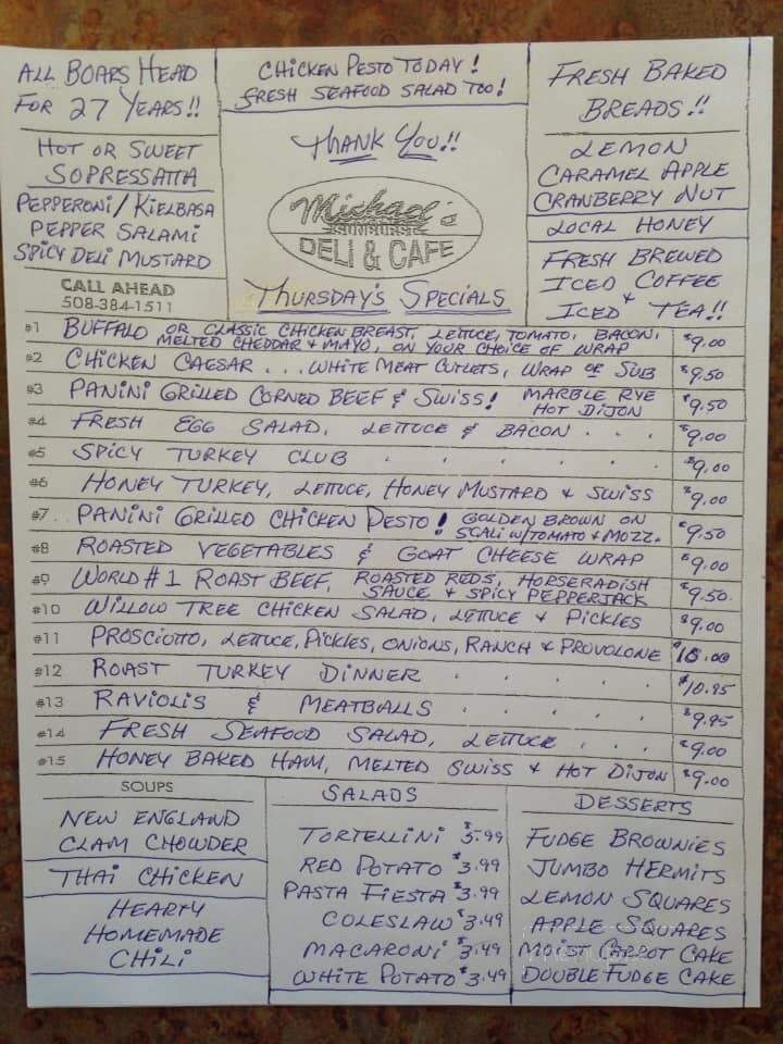 Michael's Deli & Cafe - Wrentham, MA menu_pic