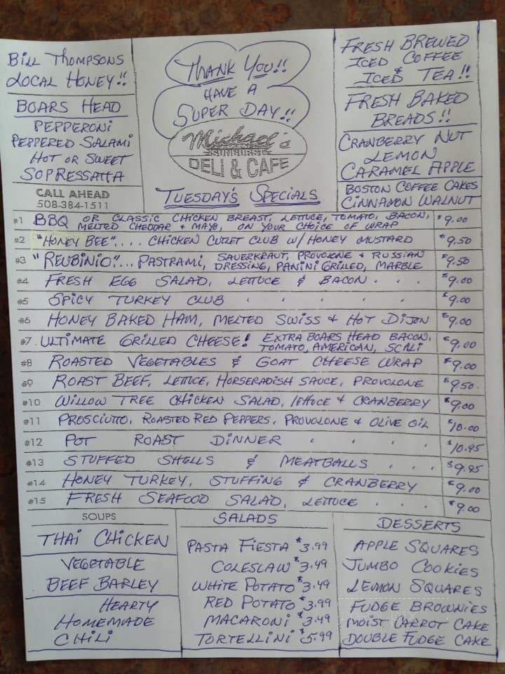 Michael's Deli & Cafe - Wrentham, MA menu_pic