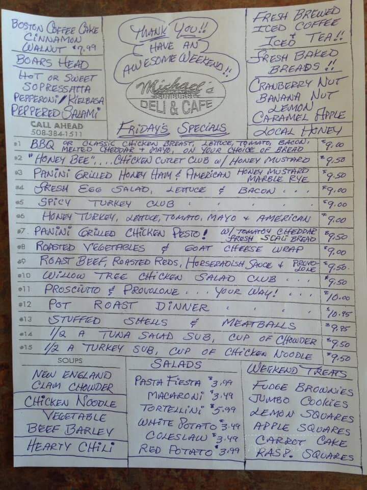 Michael's Deli & Cafe - Wrentham, MA menu_pic