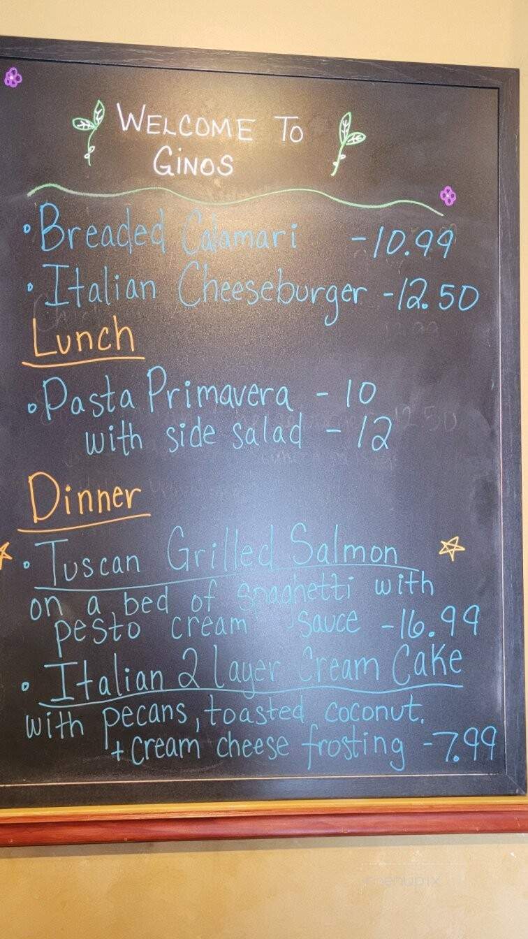 Gino's Italian Cuisine - Kearney, MO menu_pic