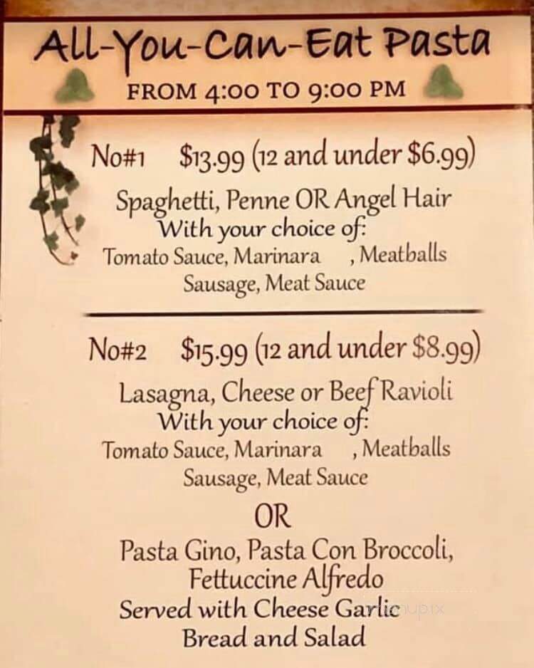 Gino's Italian Cuisine - Kearney, MO menu_pic