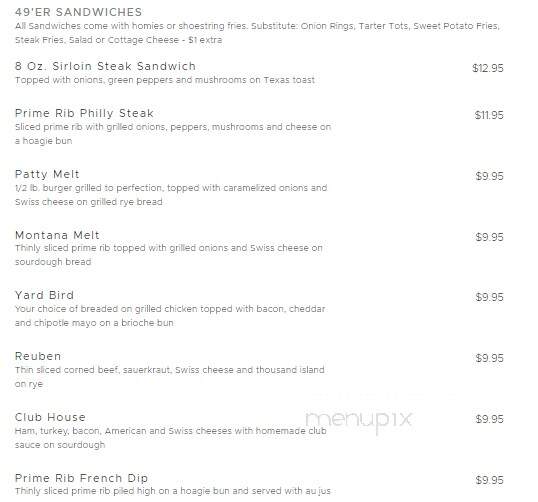 49'er Diner - Livingston, MT menu_pic