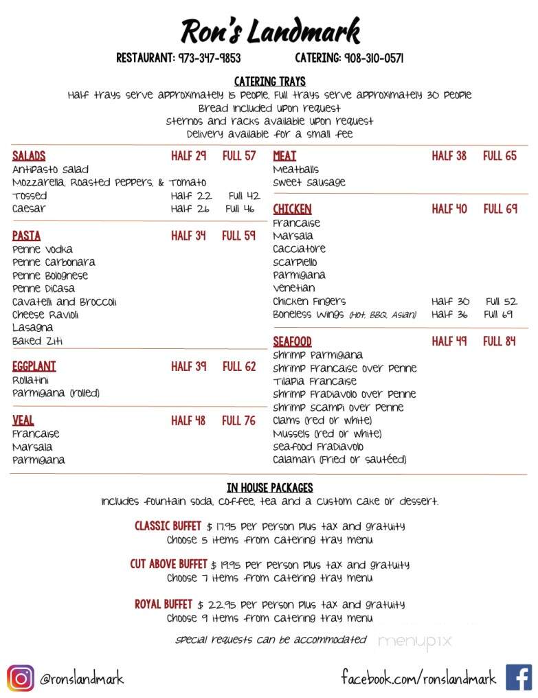Ron's Landmark - Netcong, NJ menu_pic