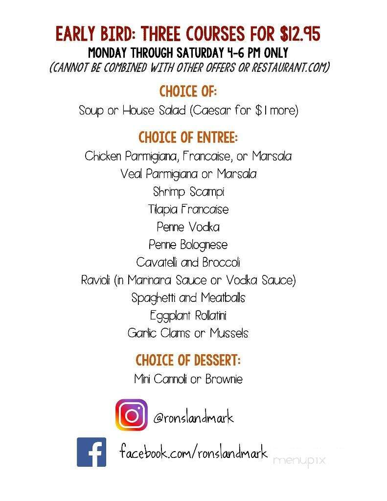 Ron's Landmark - Netcong, NJ menu_pic