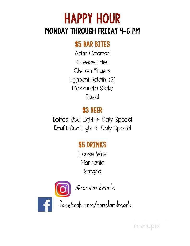 Ron's Landmark - Netcong, NJ menu_pic