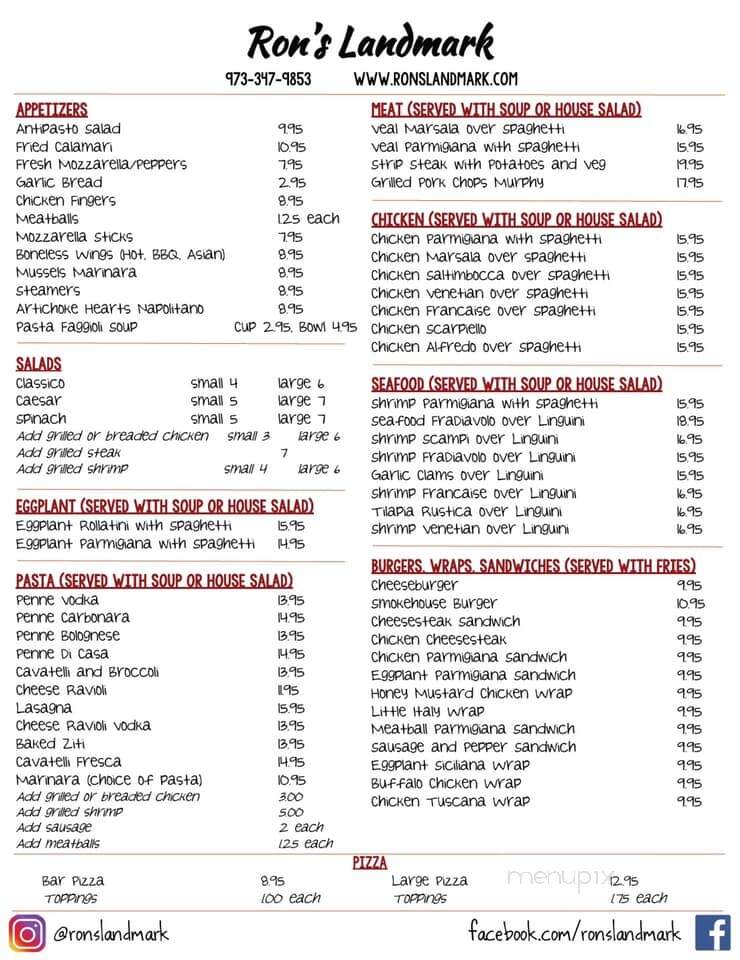 Ron's Landmark - Netcong, NJ menu_pic