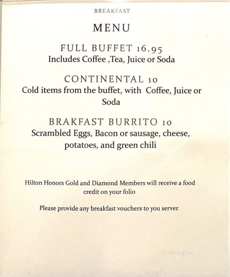 Hilton-Santa Fe Historic Plaza - Santa Fe, NM menu_pic