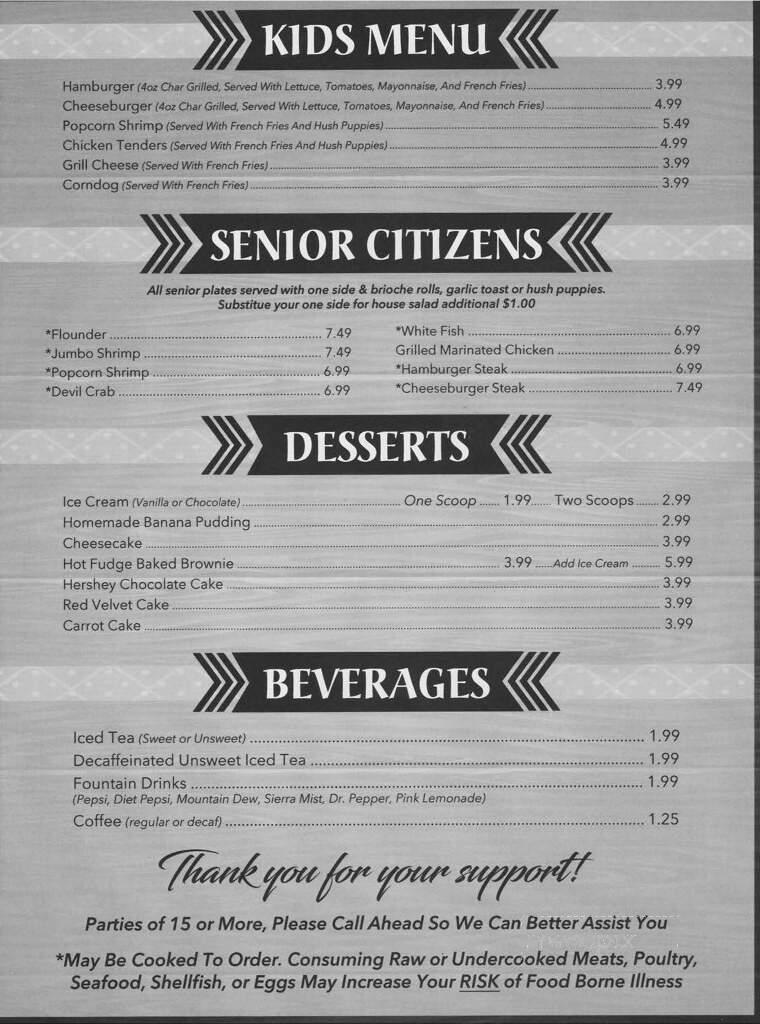 West Moore Family Restaurant - Seagrove, NC menu_pic